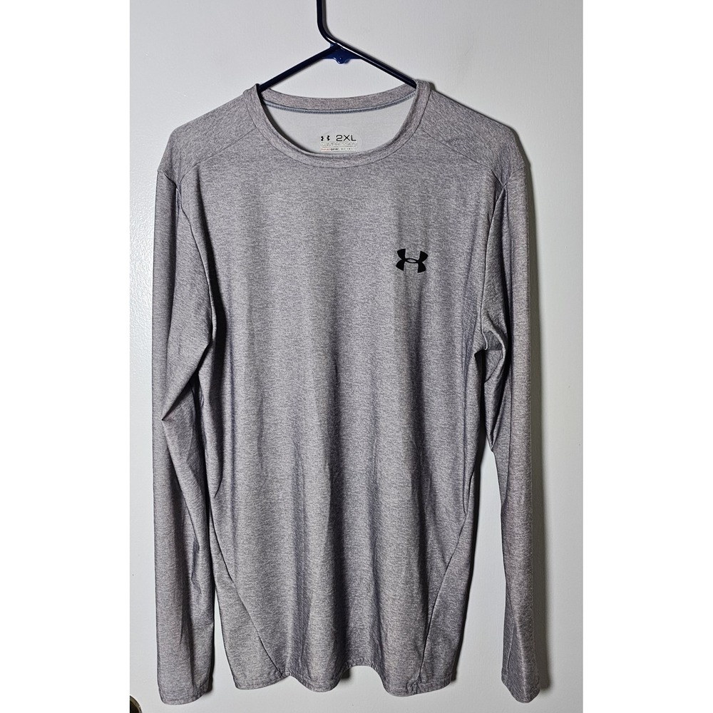 Under Armour HeatGear Compression Long Sleeve Athletic Shirt Gray Men's Size 2XL